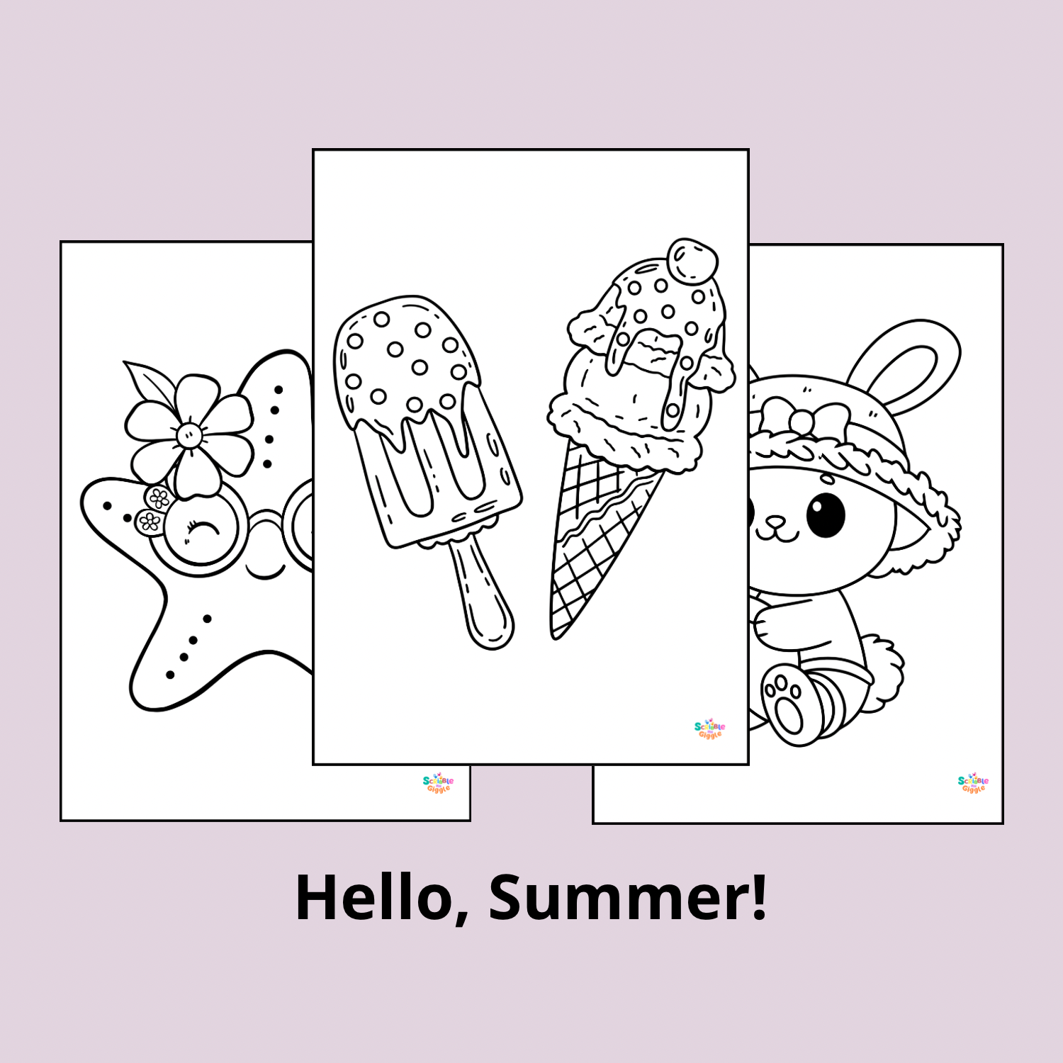 Hello Summer Colouring Pages - free printables