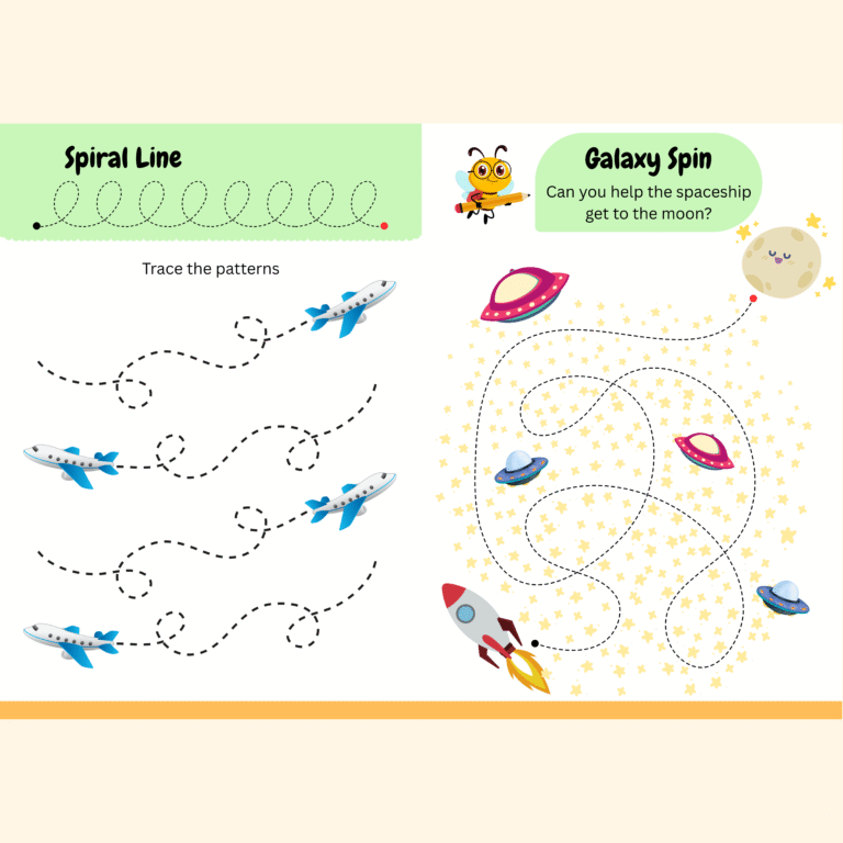 Tracing Patterns and Numbers Content 2 Tracing patterns with spiral lines and a fun galaxy theme activity