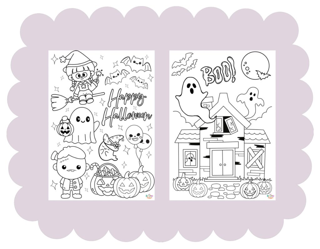 Two free Halloween themed colouring pages