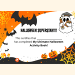 Halloween activity book certificate of completion