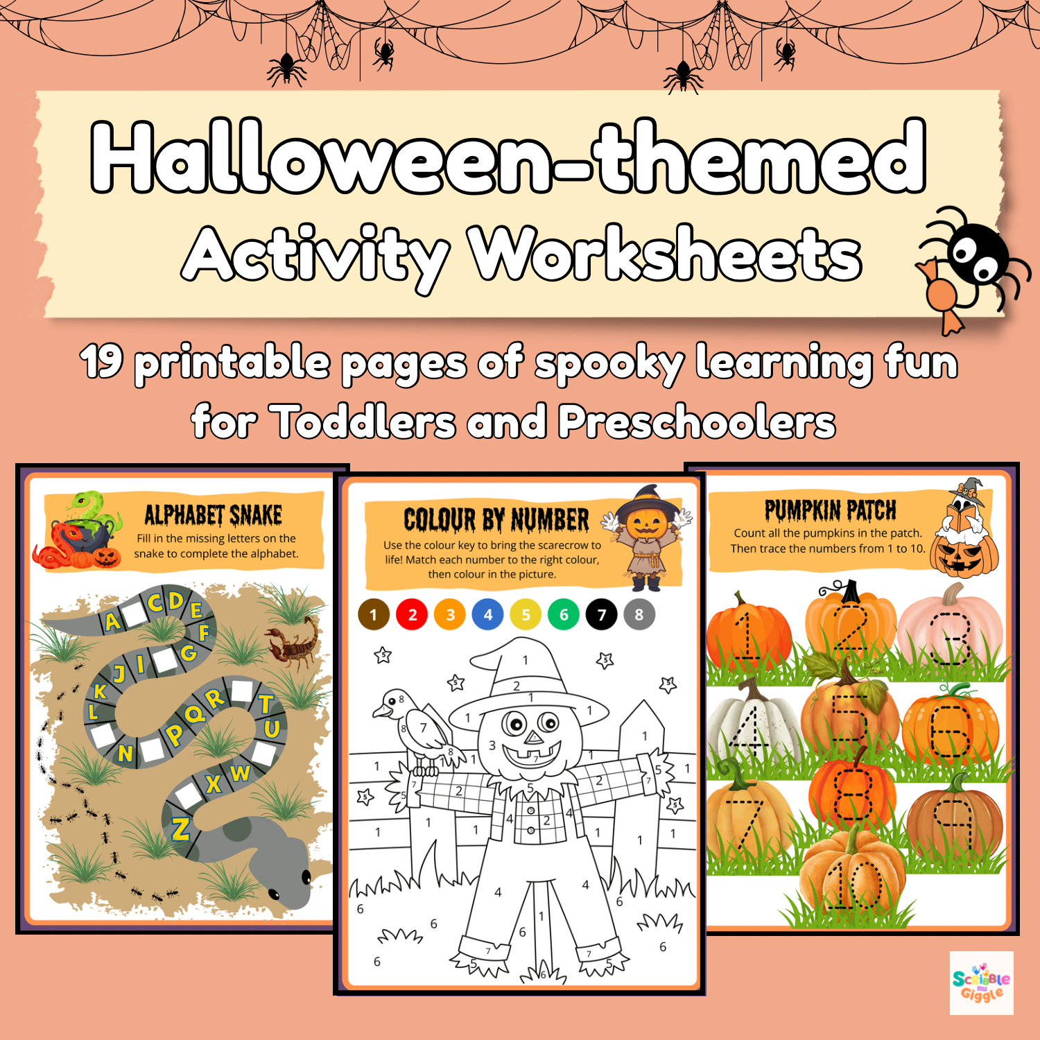 Halloween-themed activity worksheets Etsy cover